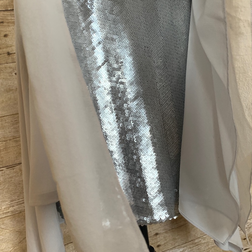 Reiss Light Gray High-Low Chiffon Dress - Picture 4 of 8